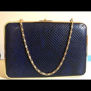 J. McLaughlin Blue Leather Clutch